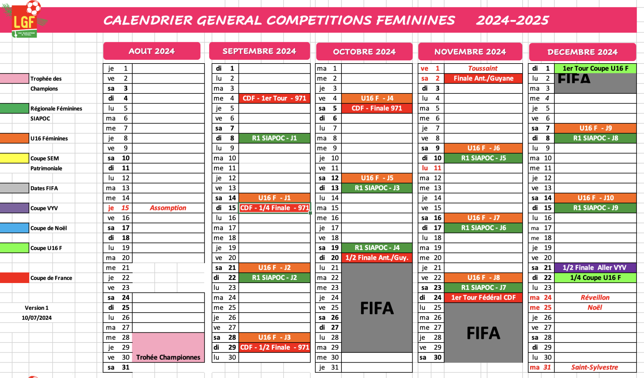 Les Calendriers Pr Visionnels Ligue Guadeloupeenne De Football